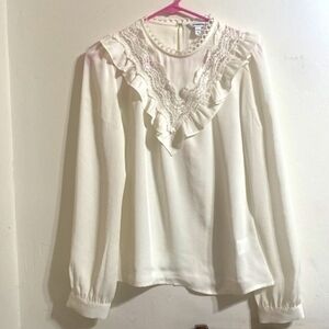 Express Ivory Ruffle Lace Blouse - Size M - New With Tags